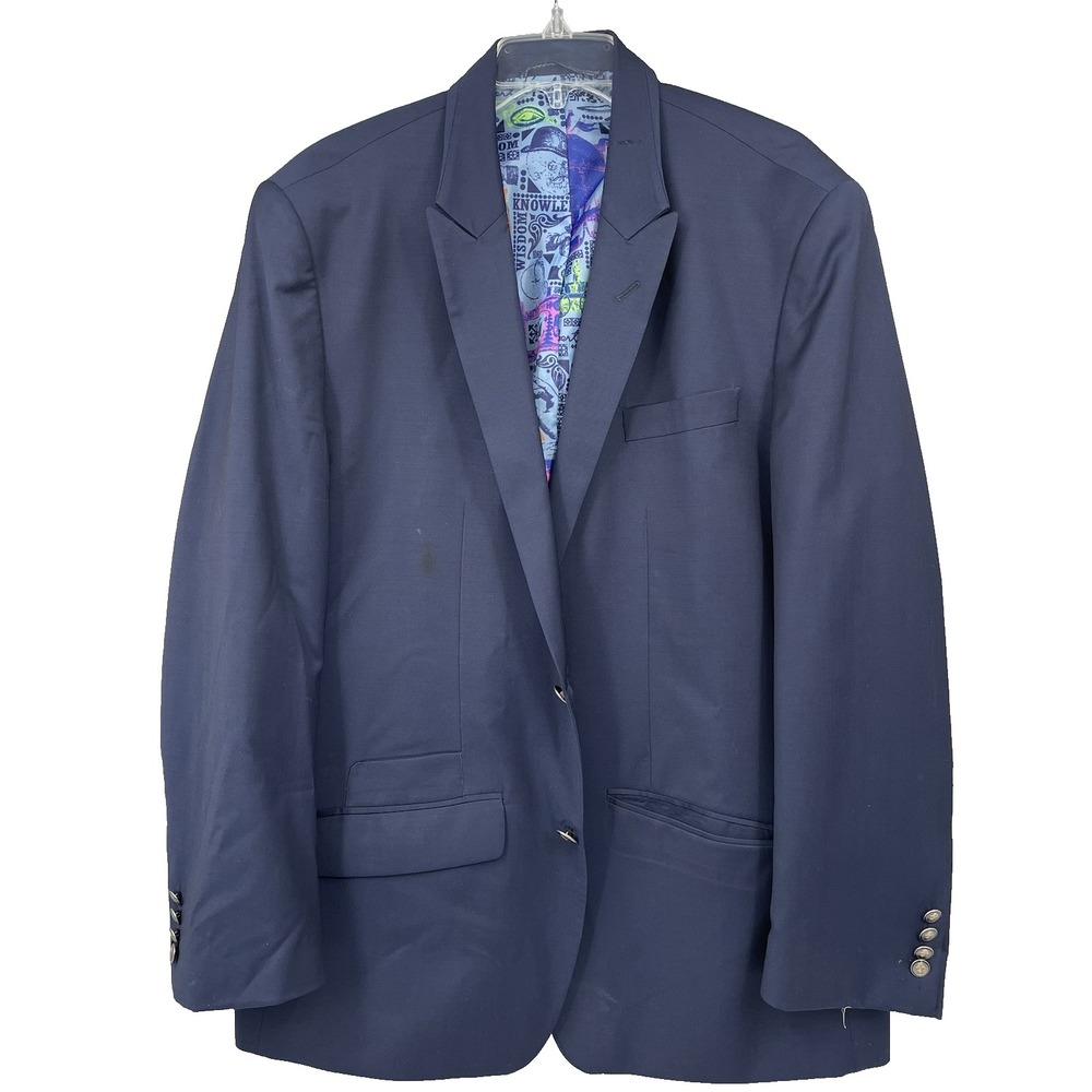Robert Graham Wool Sport Coat Mens 48R Blue Tailored Fit Suit‎ Jacket Blazer